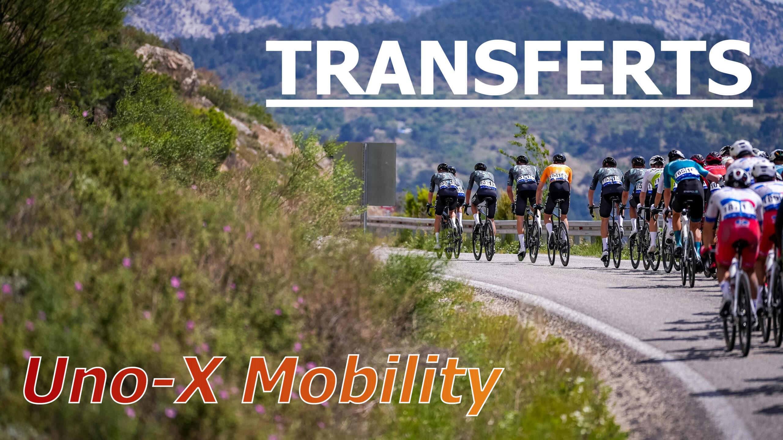 Transferts Uno-X Mobility, peloton cycliste à travers les montagnes
